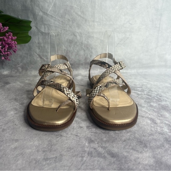 COLE Haan Women's Wilma Strappy Sandal Flat Ivory & Gold Size 8.5B - Picture 2 of 11